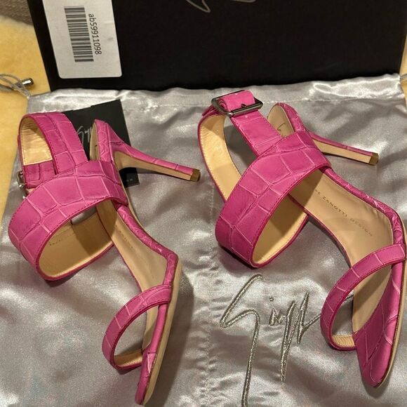 Giuseppe Zanotti coline croc embroidered Leather sandals in ficus size 7 - Picture 3 of 14